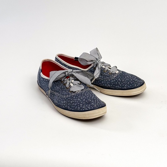 Taylor Swift Keds Lace-Up Blue Polka Dot Sneakers β Size 7.5 ππβ¨ - Picture 2 of 7